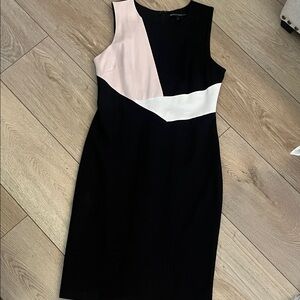 White House Black Market Black, Blush & White Colorblock Midi Dress